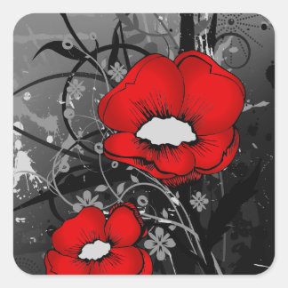 Red Poppies Quadratischer Aufkleber