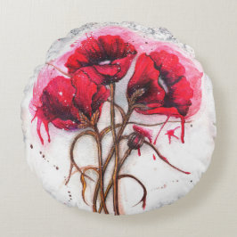 Red Poppies Round Pillow Rundes Kissen