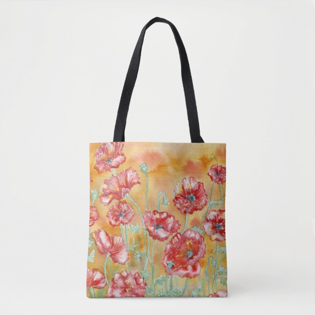 "Red Poppies" SchulterTasche (Vorderseite)