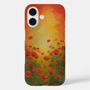 Red Poppies Spring Breeze iPhone 16 Fall Hülle