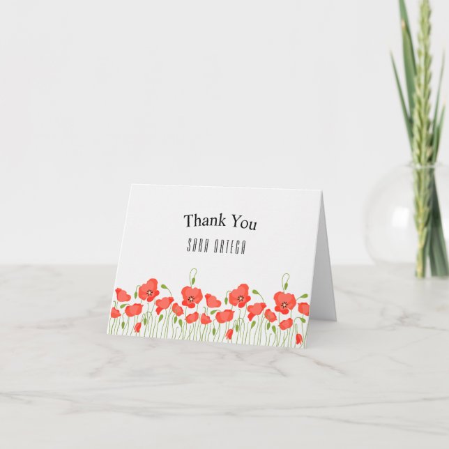 Red Poppies Thank You Card Dankeskarte (Vorderseite)