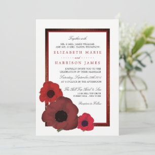 Red Poppies und Burlap Wedding Einladung