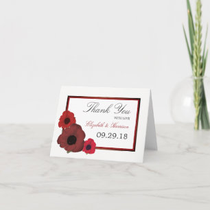 Red Poppies und Burlap Wedding Vielen Dank Dankeskarte