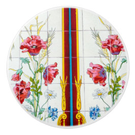 Red Poppies und Daisies Keramik Pull Keramikknauf