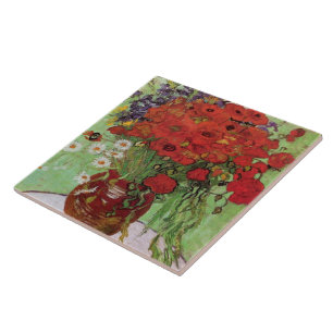 Red Poppies und Daisies von Vincent Van Gogh Fliese