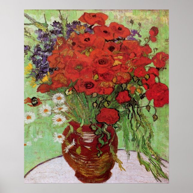 Red Poppies und Daisies von Vincent Van Gogh Poster (Vorne)