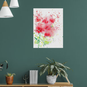 Red Poppies Watercolor Abstrakt Poster