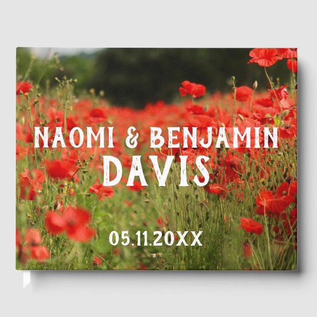 Red Poppies Wedding Guest Book Gästebuch (Vorderseite)