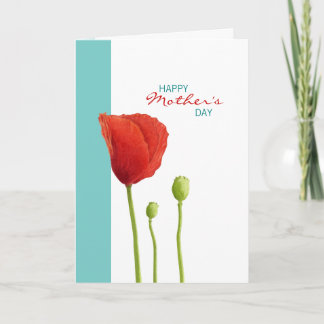 Red Poppy aquamarin Mother Day Card Karte