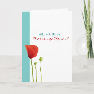 Red Poppy aquamarin sein, mein Matron der Ehrenkar Einladung
