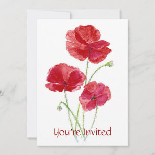 Red Poppy - Benutzerdefinierte Party Einladung