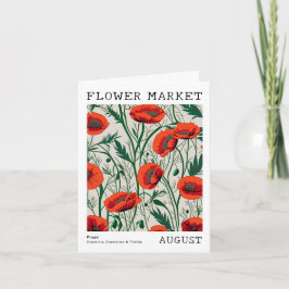 Red Poppy Birth Blume Market August Geburtstag Karte