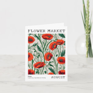 Red Poppy Birth Blume Market August Geburtstag Karte