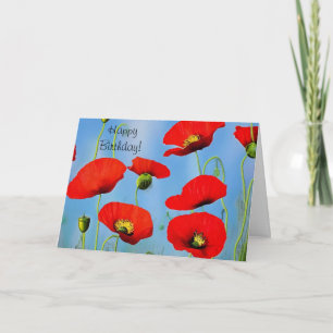 Red Poppy Birthday Dankeskarte