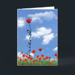 Red Poppy Birthday for Friend Karte<br><div class="desc">Roter Mohn Blume in grünem Gras mit blauem Himmelshintergrund zum Geburtstag eines Freundes</div>