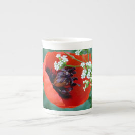 Red Poppy Bloom with Grace Bone China Mug Prozellantasse