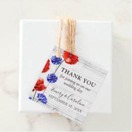 Red Poppy Blue Cornflower Rustic Wedding Vielen Da Geschenkanhänger