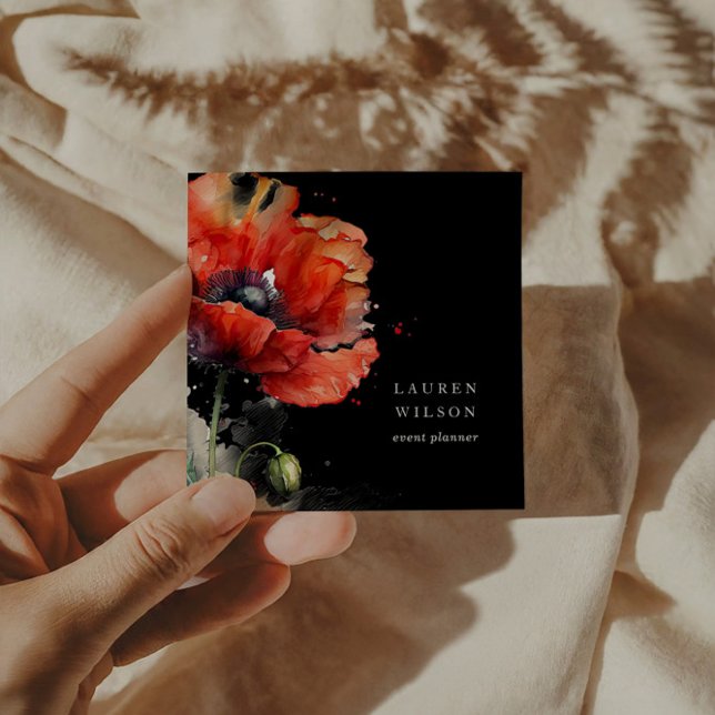 Red Poppy Blume Elegante Visitenkarte (Von Creator hochgeladen)