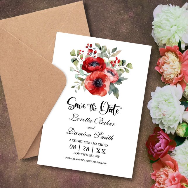 Red Poppy Blume Hochzeit speichern das Datum Save The Date (Von Creator hochgeladen)