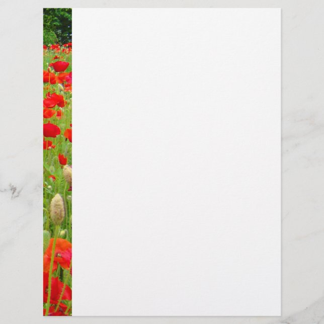 Red Poppy Blume Letterhead Custom Poppies (Vorderseite)