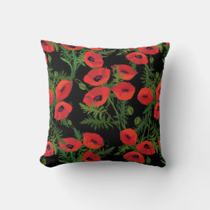 Red Poppy Blume Pattern Kissen
