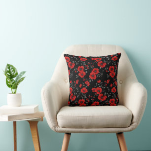 Red Poppy Blume Pattern Kissen
