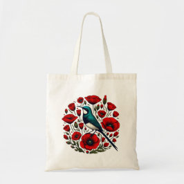 Red Poppy Blume Poppies Sunbird Abstrakt Artwork Tragetasche
