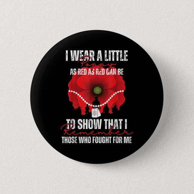 Red Poppy Blume Usa Memorial Day Button (Vorderseite)