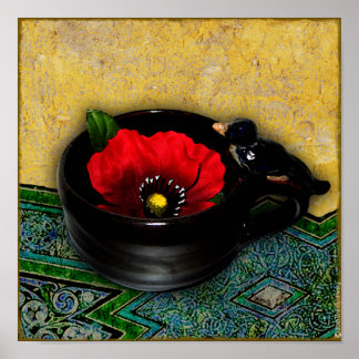 Red Poppy Café Print Poster
