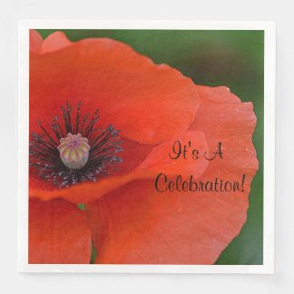 Red Poppy Celebration Serviette