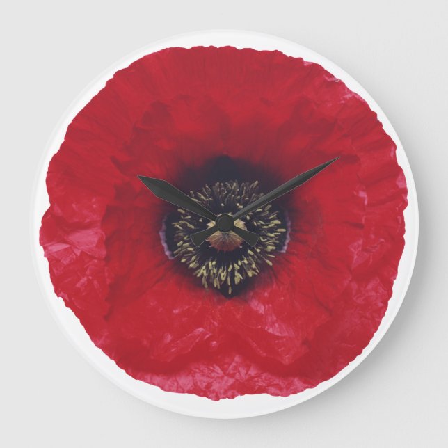 Red Poppy Clock Große Wanduhr (Vorderseite)
