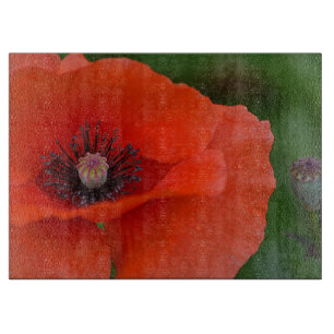 Red Poppy Cutting Board Schneidebrett