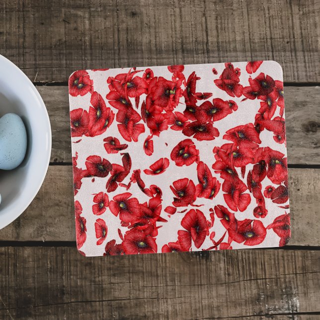 Red Poppy Cutting Board Schneidebrett (A pretty poppy petal pattern cutting board. Treat yourself today!)