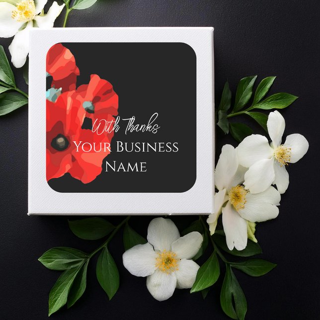 Red Poppy Danke, Square Sticker (Von Creator hochgeladen)