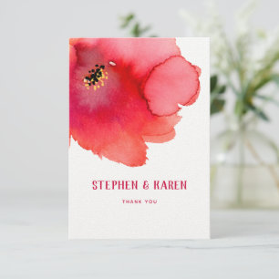 Red Poppy Elegant Wedding Dankeschön Card Dankeskarte