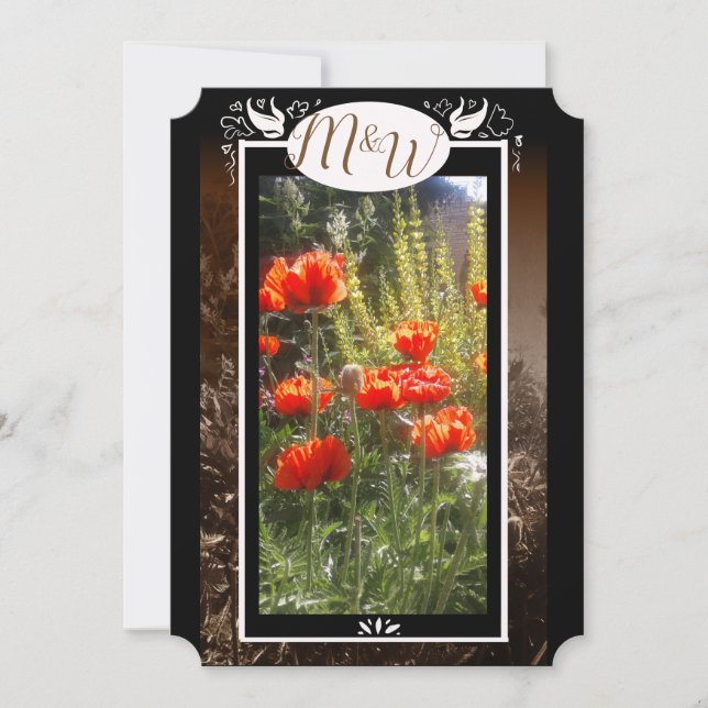 Red Poppy Feilds Blume Showeinlage Save The Date (Vorderseite)