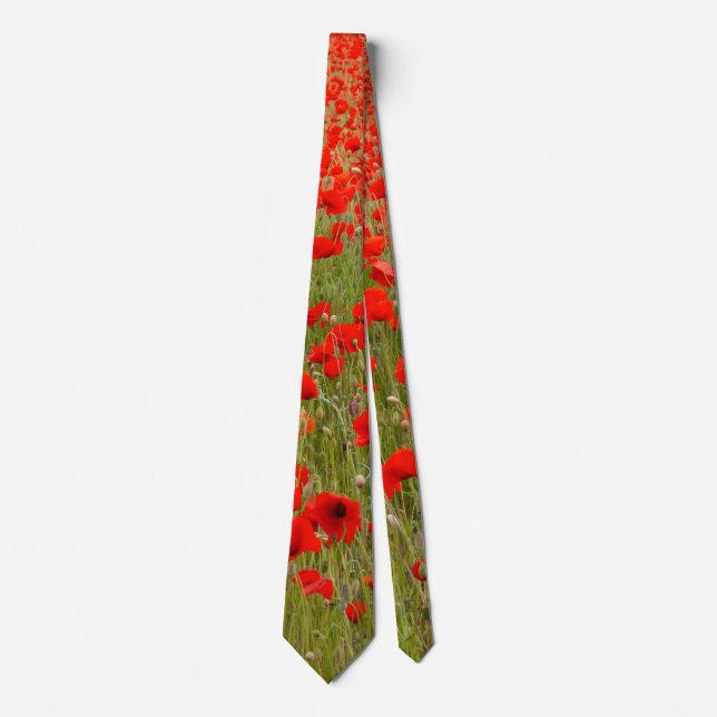 Red poppy field of flowers tie krawatte (Vorderseite)