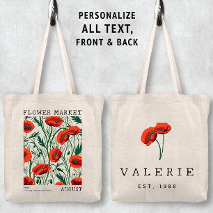 Red Poppy Floral August Birth Blume Marktname Tragetasche