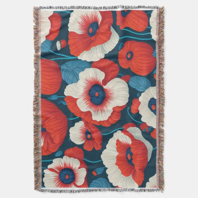Red Poppy Floral  Decke (Vorderseite Vertikal)