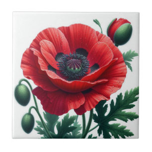 Red Poppy Floral Fliese