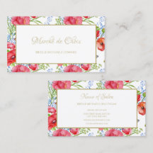 Red Poppy Floral Gold Script Beauty Boutique