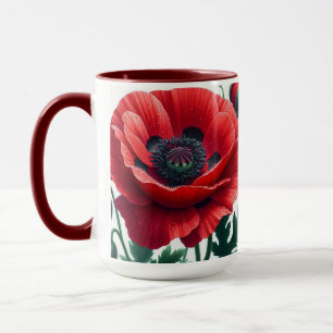 Red Poppy Floral Tasse