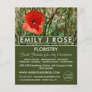Red Poppy, Floristry Advertising Flyer