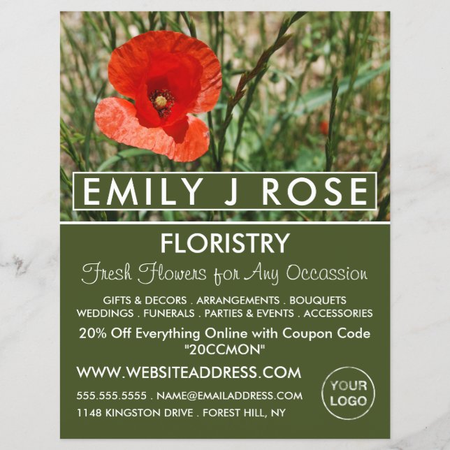 Red Poppy, Floristry Advertising Flyer (Vorne)