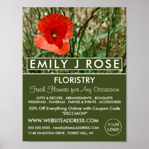 Red Poppy, Floristry Werbung Poster