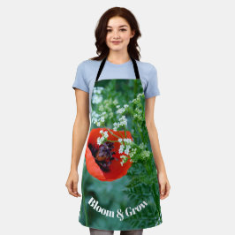 Red Poppy Flower Macro Art: Kitchen Apron Schürze