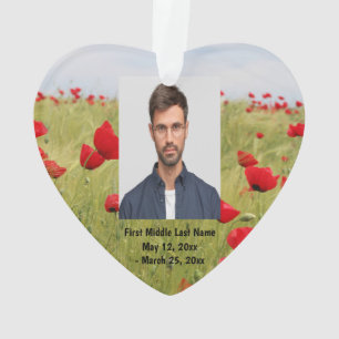 Red Poppy Garden Blume Ded Foto Custom Ornament