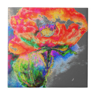 Red Poppy - grau Fliese