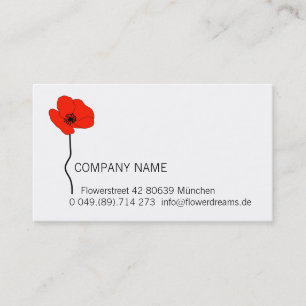 Red Poppy Logo. Modern Floral Visitenkarte