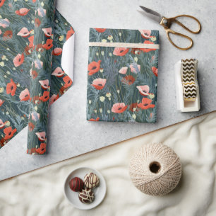 Red Poppy Meadow Geschenkpapier